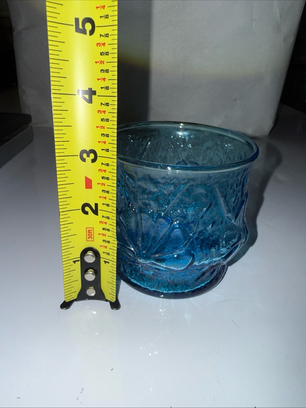 Vintage Anchor Hocking Rain Flower Blue Juice Glass 8 Ounce - Picture 3 of 7